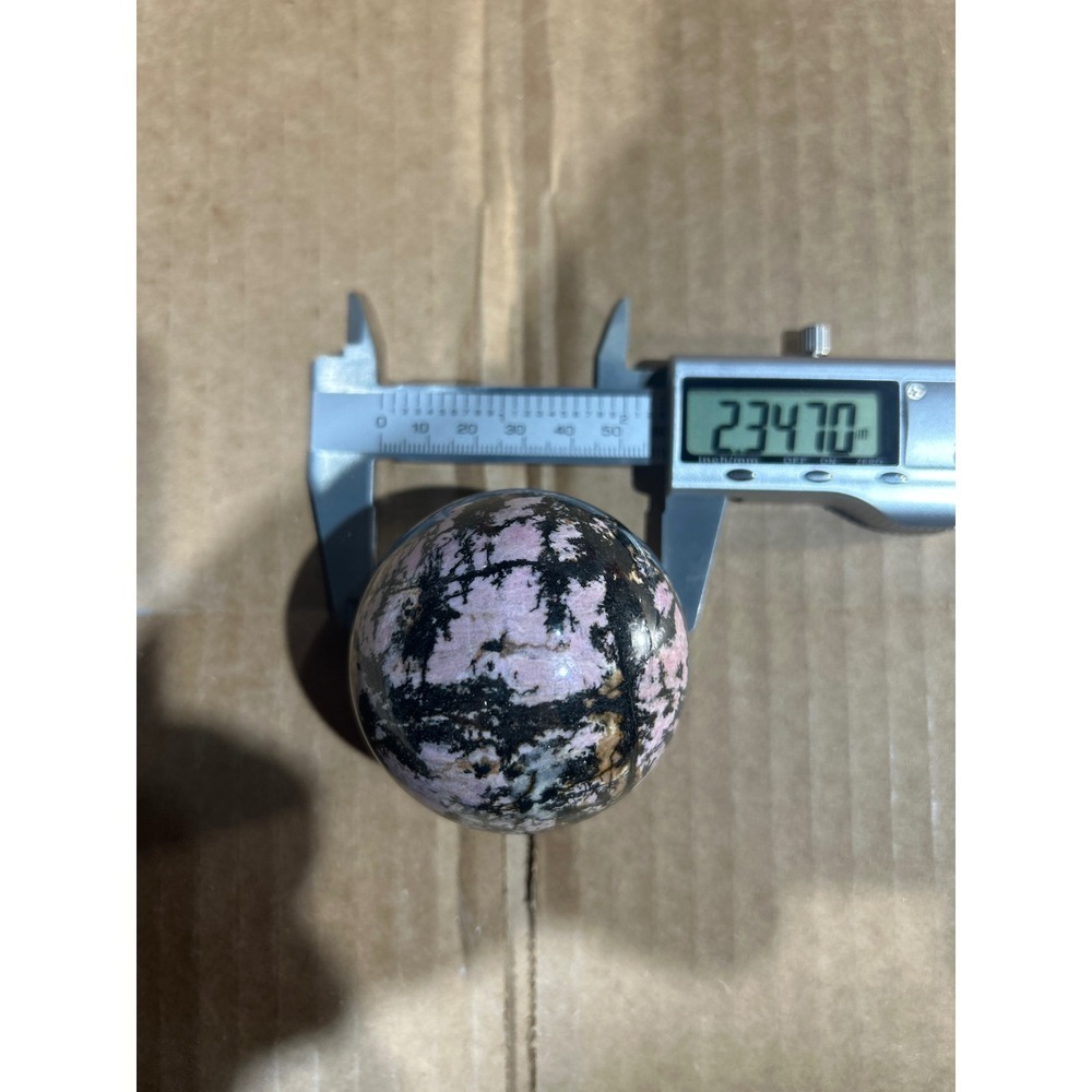 Rhodonite Crystal Sphere Polished Pink Black Natural Stone Orb 2.34" #12 - Picture 2 of 4